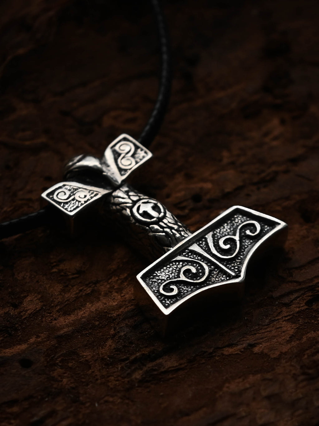 Thor's Hammer with Tiwaz Symbol, Sterling Silver 925 — Viking Symbol Pendant