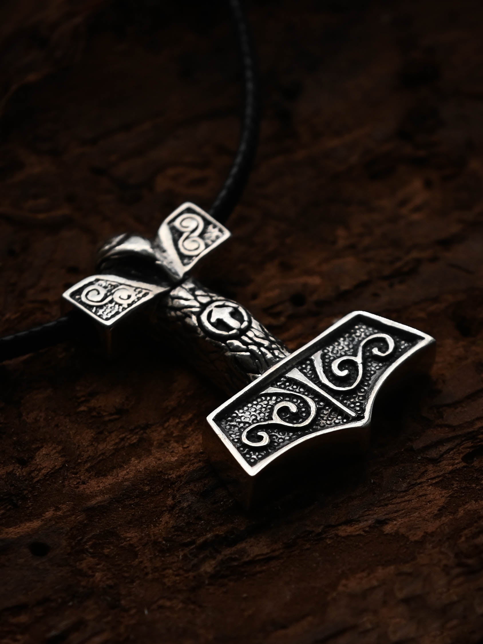 Thor's Hammer with Tiwaz Symbol, Sterling Silver 925 — Viking Symbol Pendant