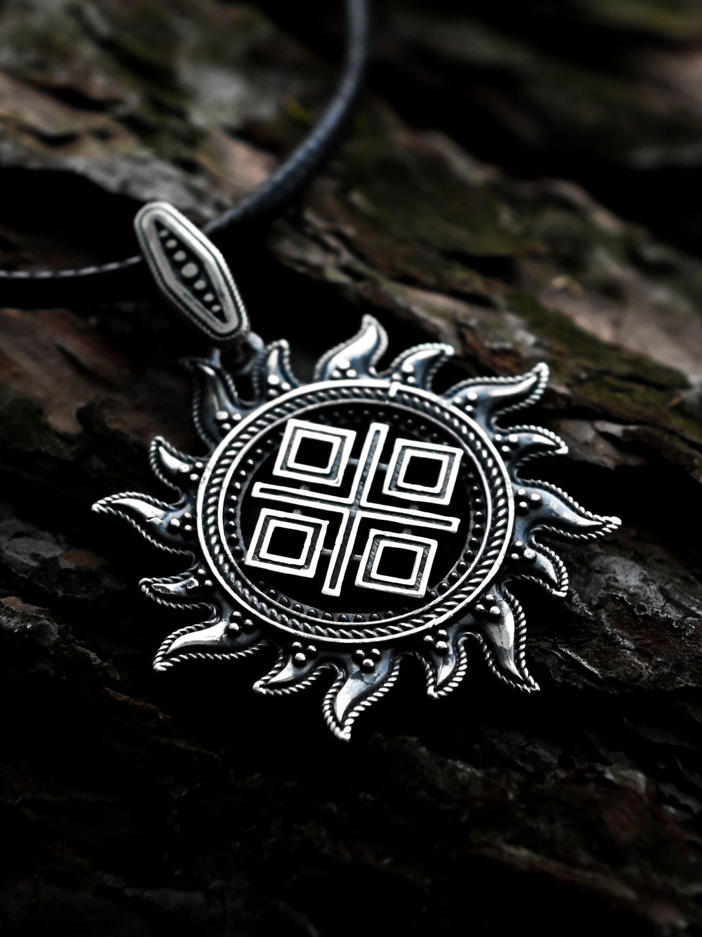 Makosh (Mokosh) in Sun Amulet, Sterling Silver 925 — Slavic, Viking & Norse Pendant