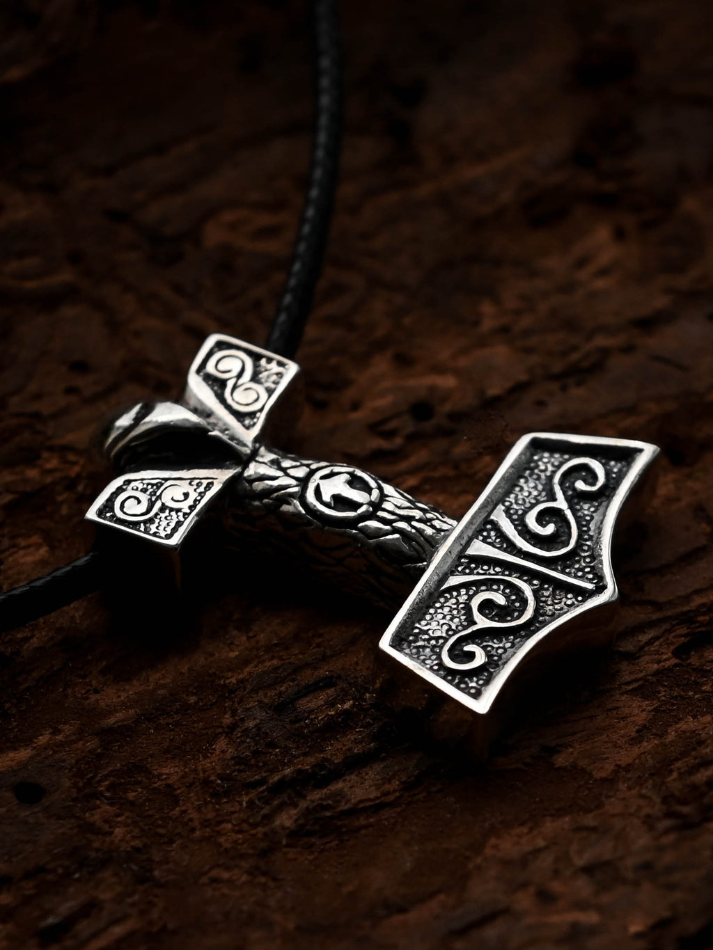 Thor's Hammer with Tiwaz Symbol, Sterling Silver 925 — Viking Symbol Pendant