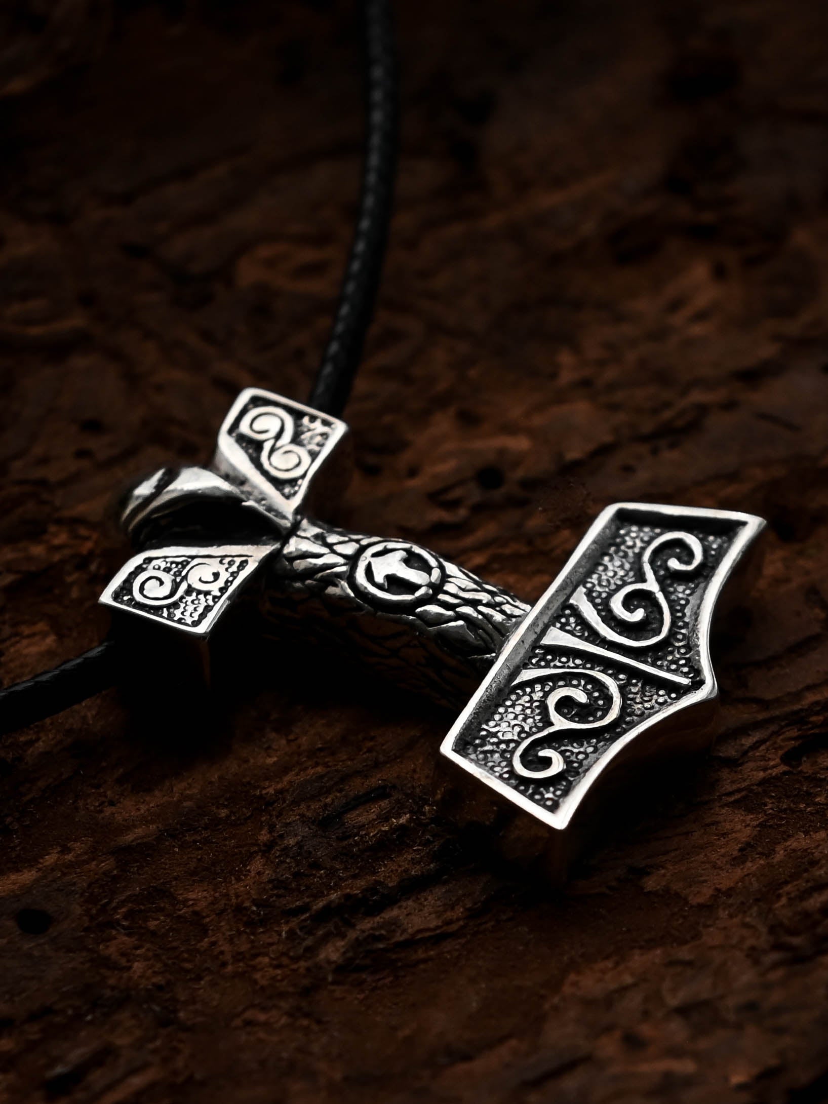 Thor's Hammer with Tiwaz Symbol, Sterling Silver 925 — Viking Symbol Pendant