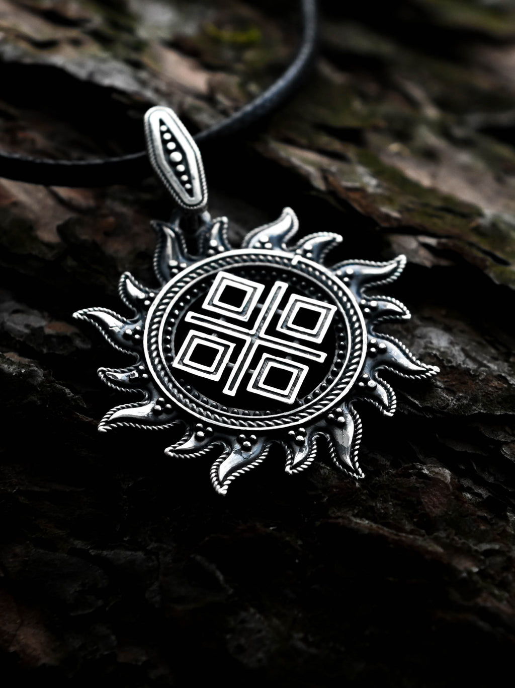 Makosh (Mokosh) in Sun Amulet, Sterling Silver 925 — Slavic, Viking & Norse Pendant