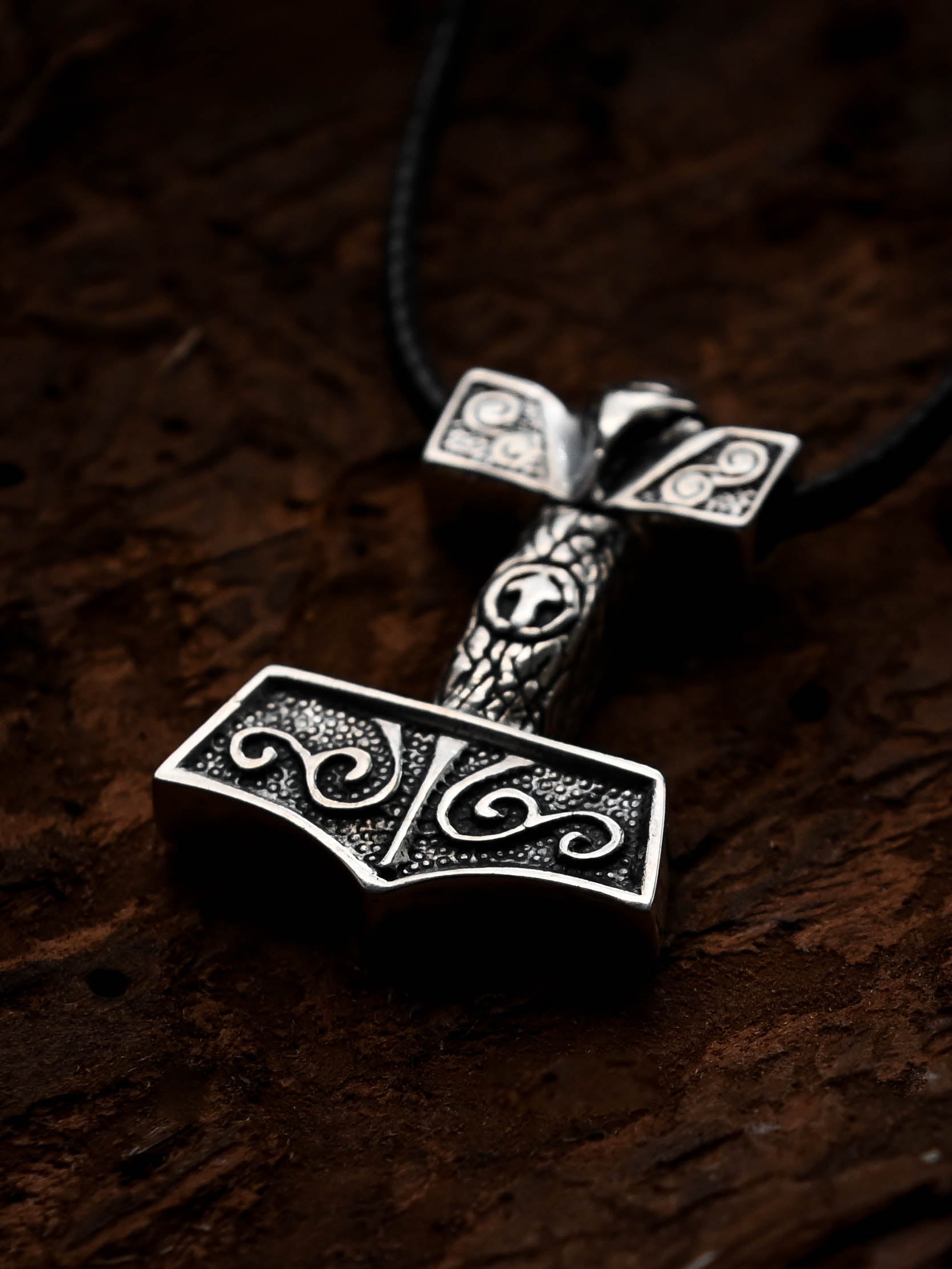 Thor's Hammer with Tiwaz Symbol, Sterling Silver 925 — Viking Symbol Pendant