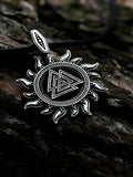 Valknut in Sun Amulet, Sterling Silver 925 — Viking, Norse & Slavic Pendant