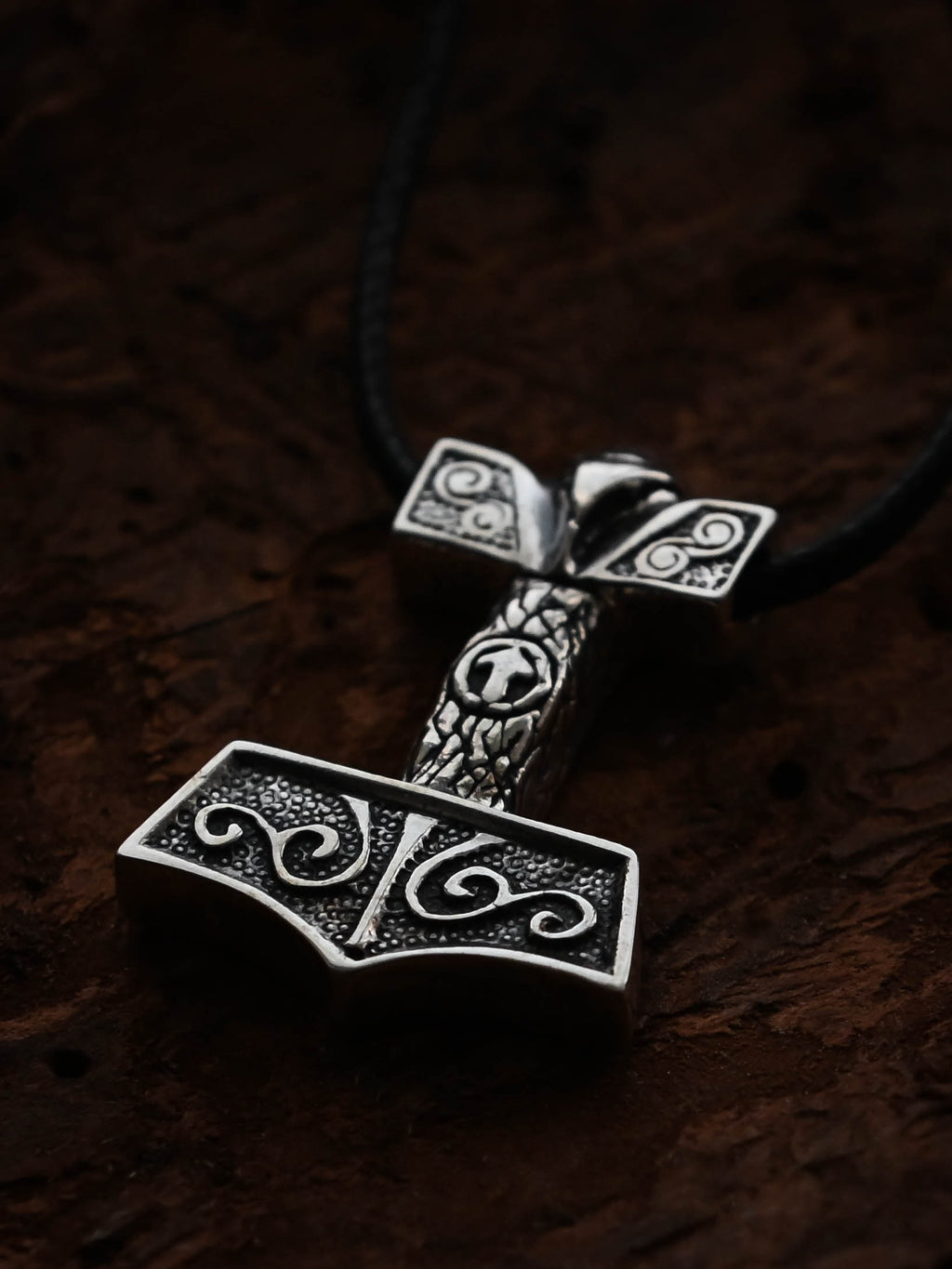 Thor's Hammer with Tiwaz Symbol, Sterling Silver 925 — Viking Symbol Pendant