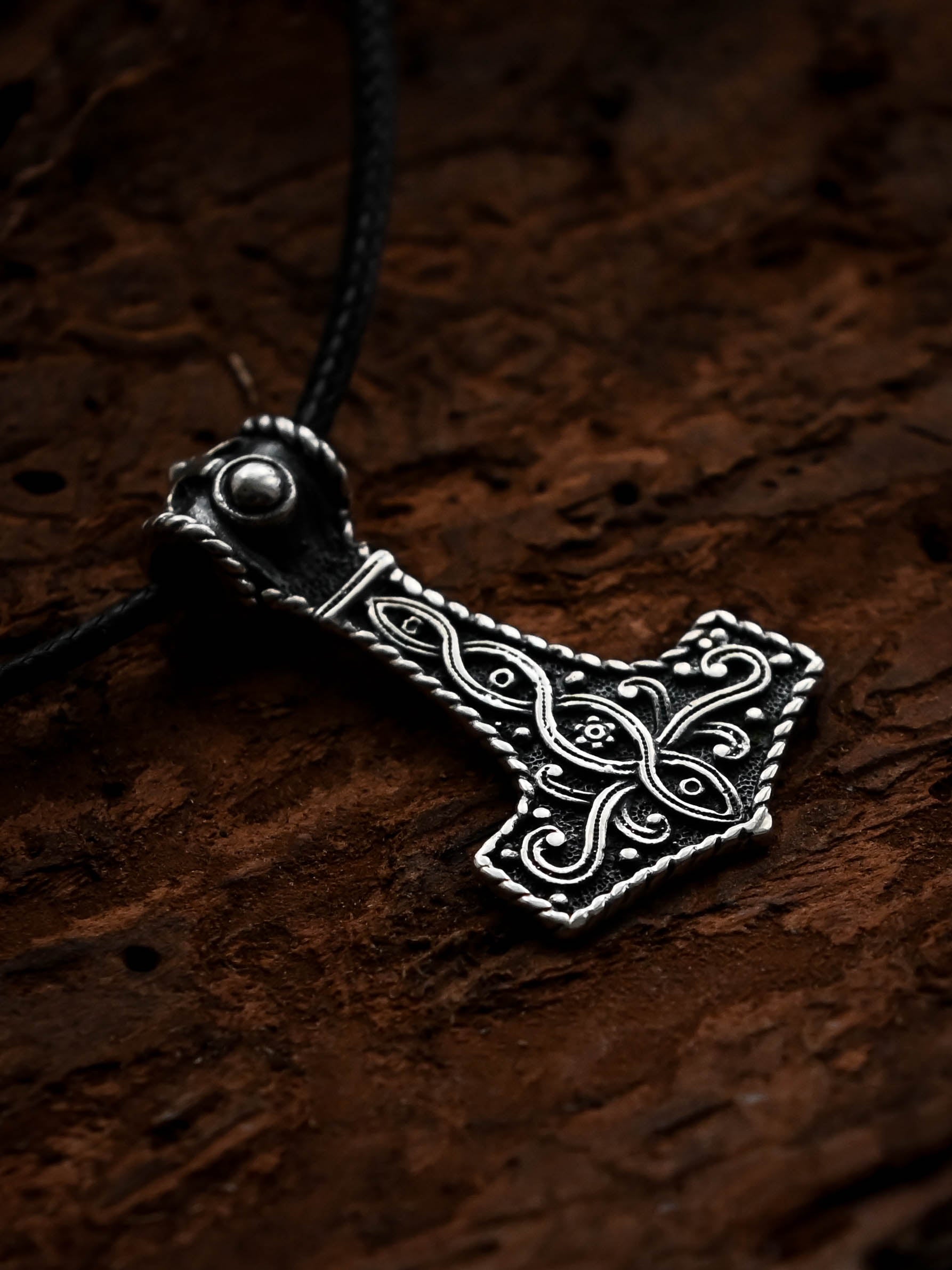 Thor's Hammer with Norse Knotwork, Sterling Silver 925 — Viking Symbol Pendant
