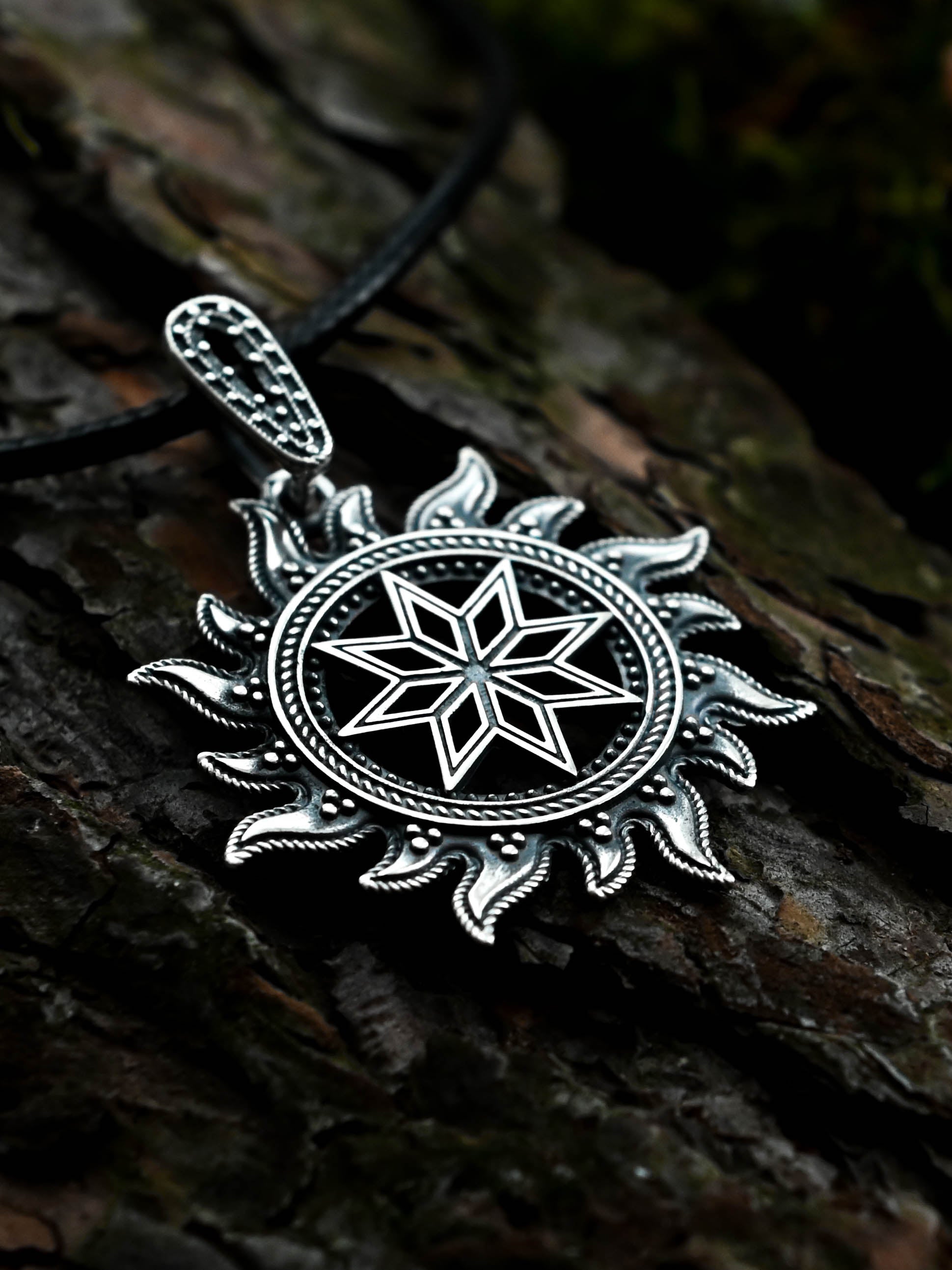 Alatyr in Sun Amulet, Sterling Silver 925 — Slavic, Viking & Norse Pendant