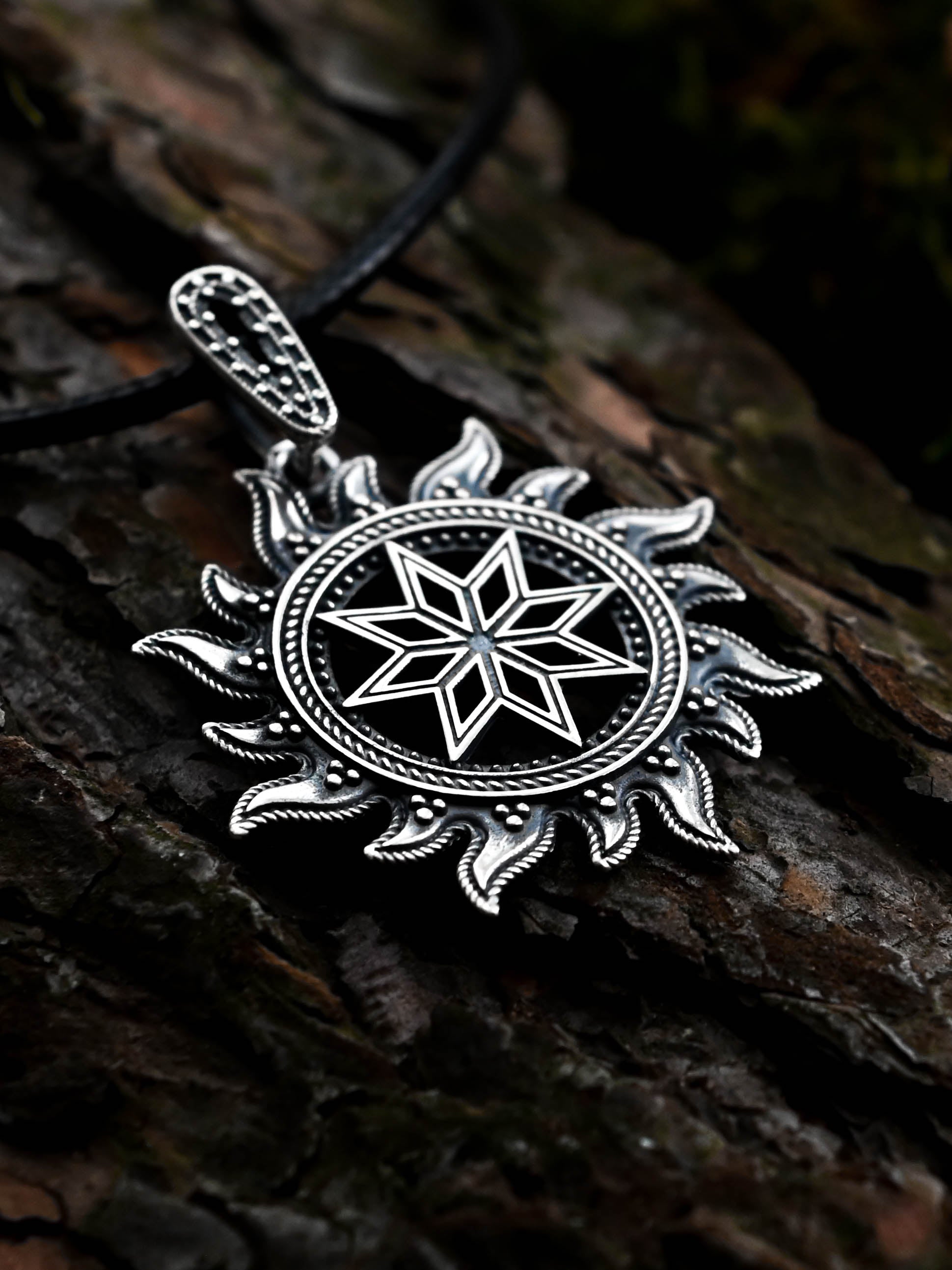 Alatyr in Sun Amulet, Sterling Silver 925 — Slavic, Viking & Norse Pendant