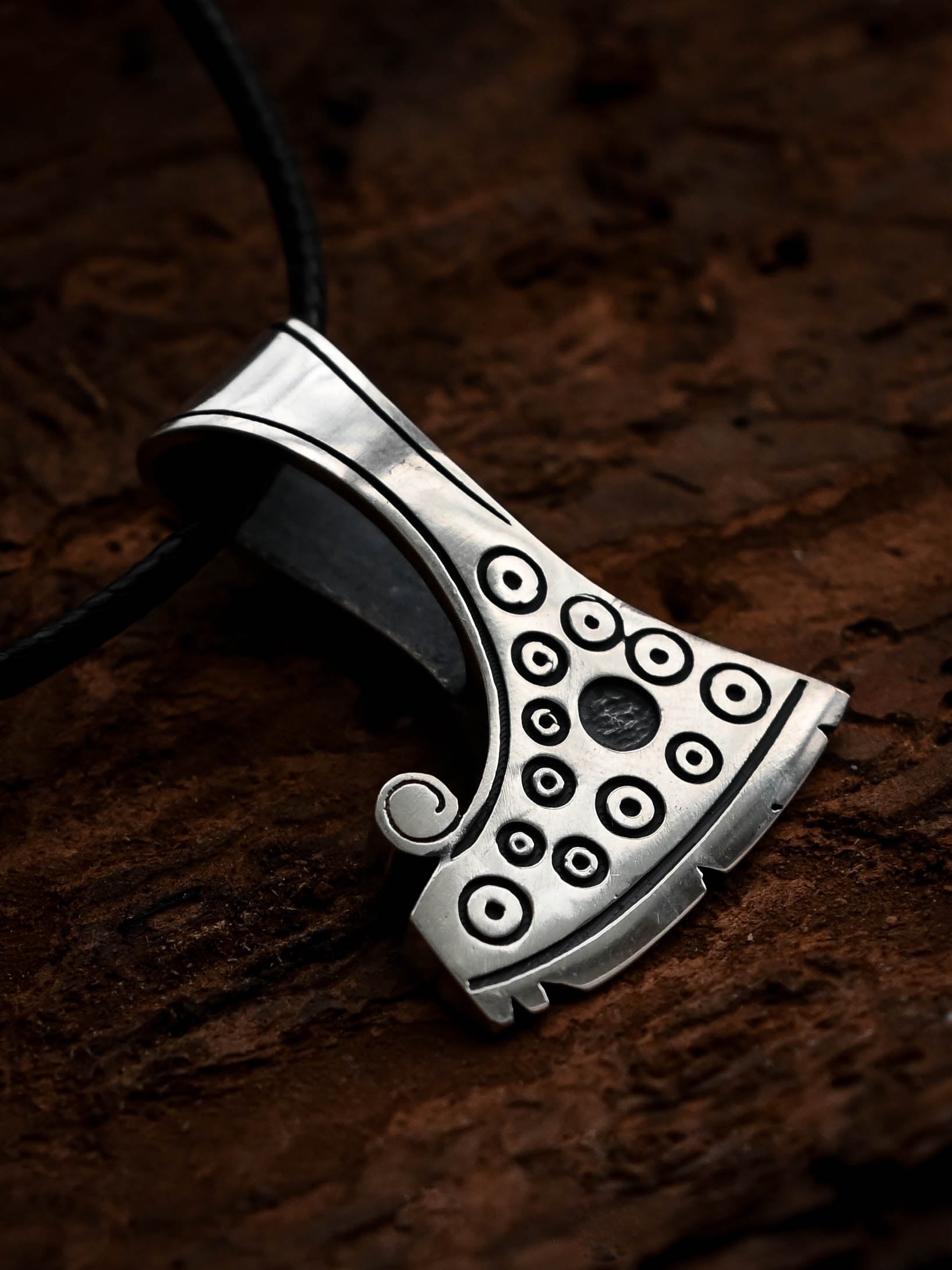 Perun's Axe with Circles, Sterling Silver 925 — Slavic Symbol Pendant
