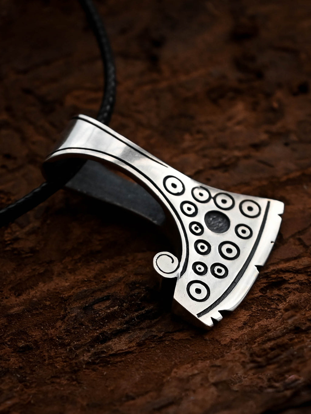 Perun's Axe with Circles, Sterling Silver 925 — Slavic Symbol Pendant