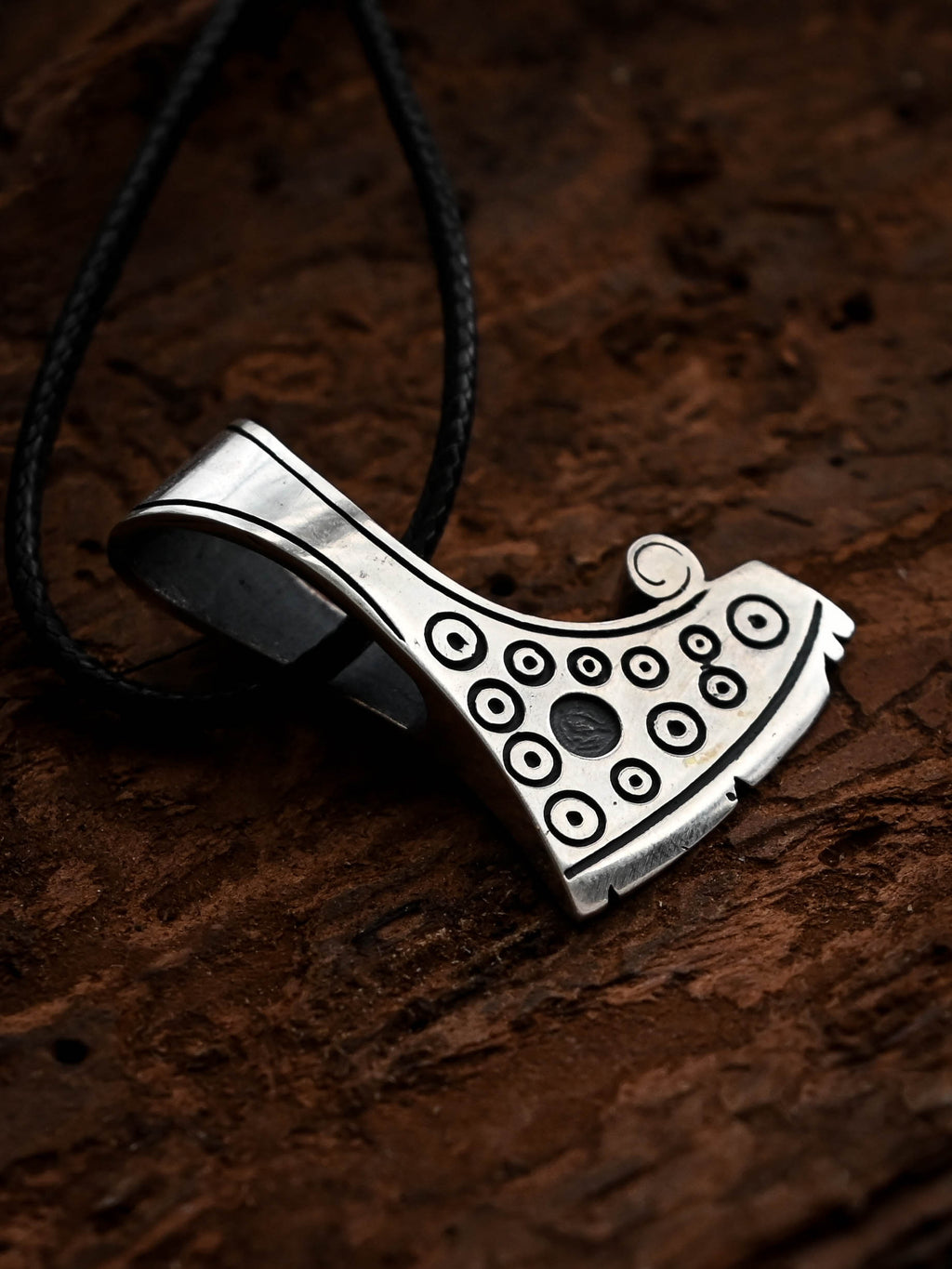 Perun's Axe with Circles, Sterling Silver 925 — Slavic Symbol Pendant
