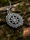 Alatyr Amulet in Oak Wreath, Sterling Silver 925 — Slavic, Viking & Norse Symbol Pendant