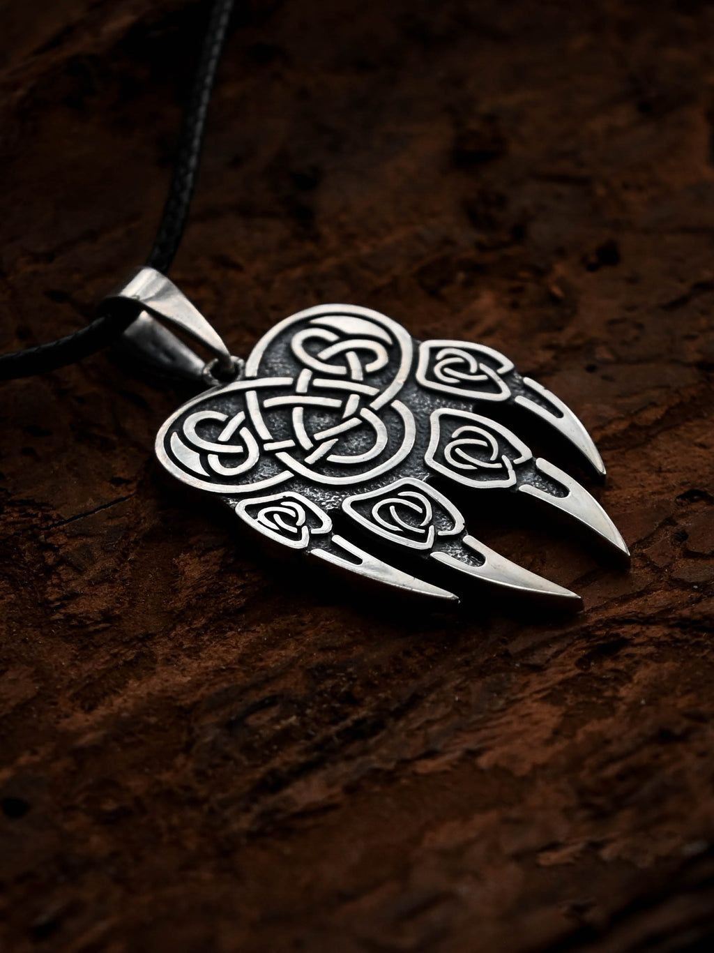 Wolf Paw Amulet (Large), Sterling Silver 925 — Viking & Slavic Symbol Pendant