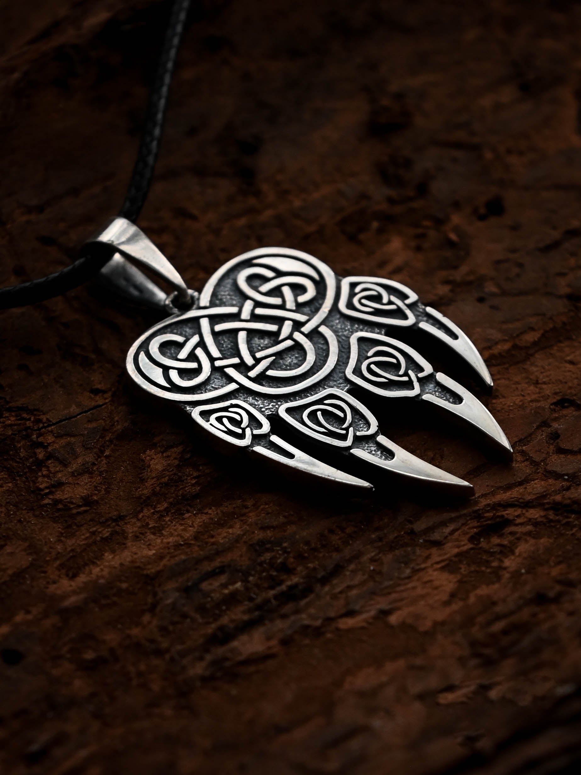 Wolf Paw Amulet (Large), Sterling Silver 925 — Viking & Slavic Symbol Pendant