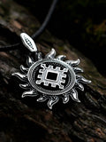 Thistle of Happiness (Repeynik) in Sun Amulet, Sterling Silver 925 — Slavic, Viking & Norse Pendant