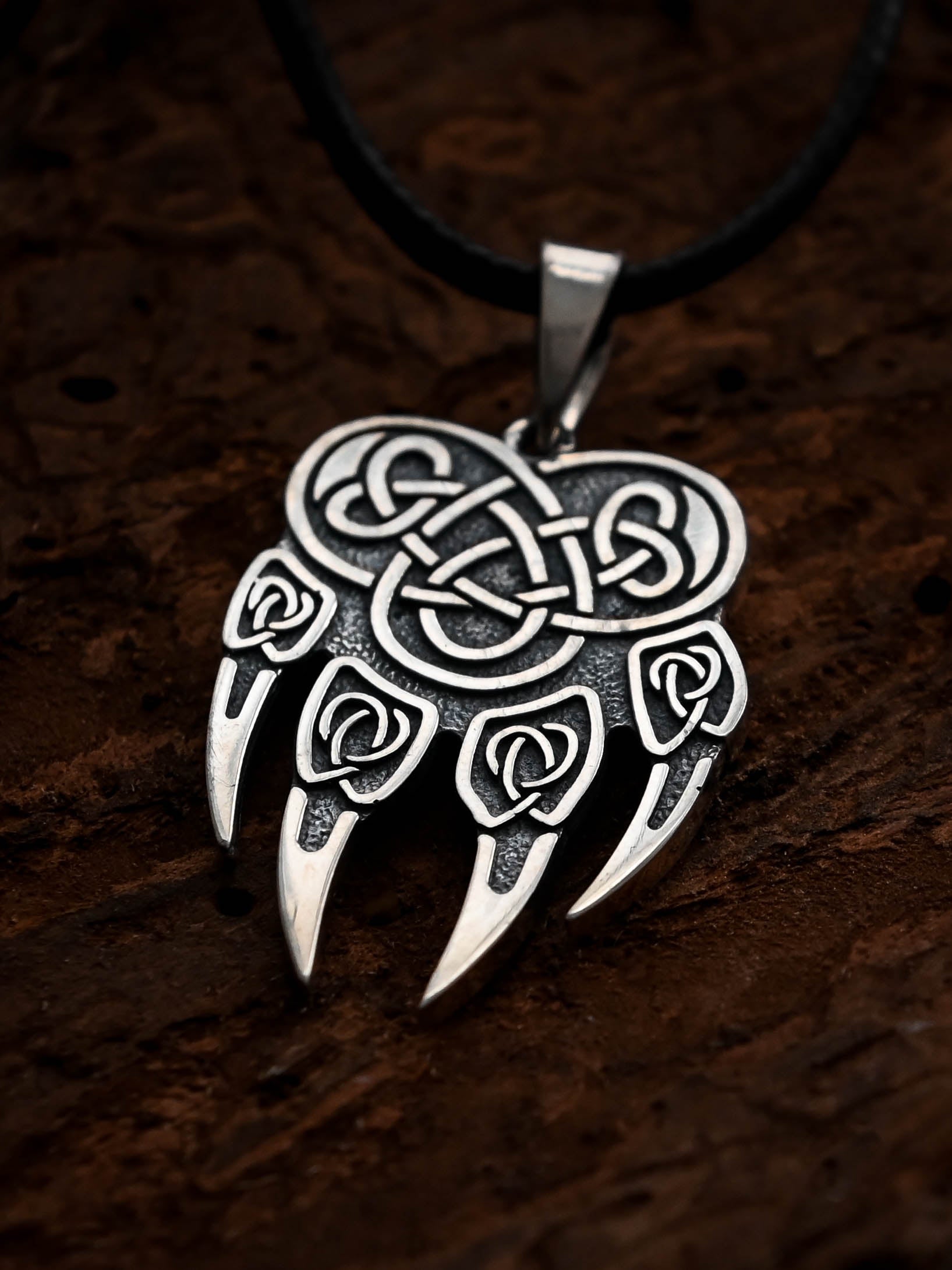 Wolf Paw Amulet (Large), Sterling Silver 925 — Viking & Slavic Symbol Pendant