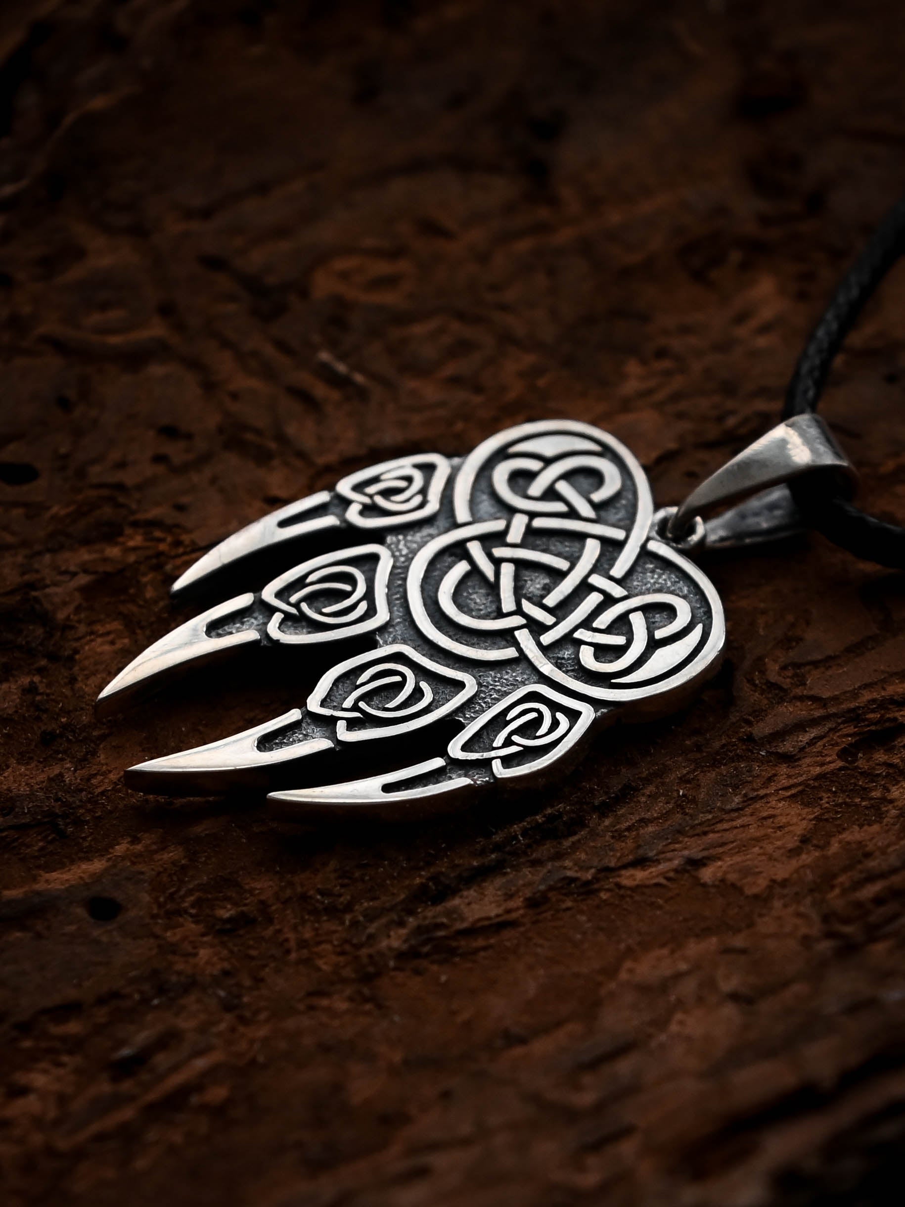Wolf Paw Amulet (Large), Sterling Silver 925 — Viking & Slavic Symbol Pendant