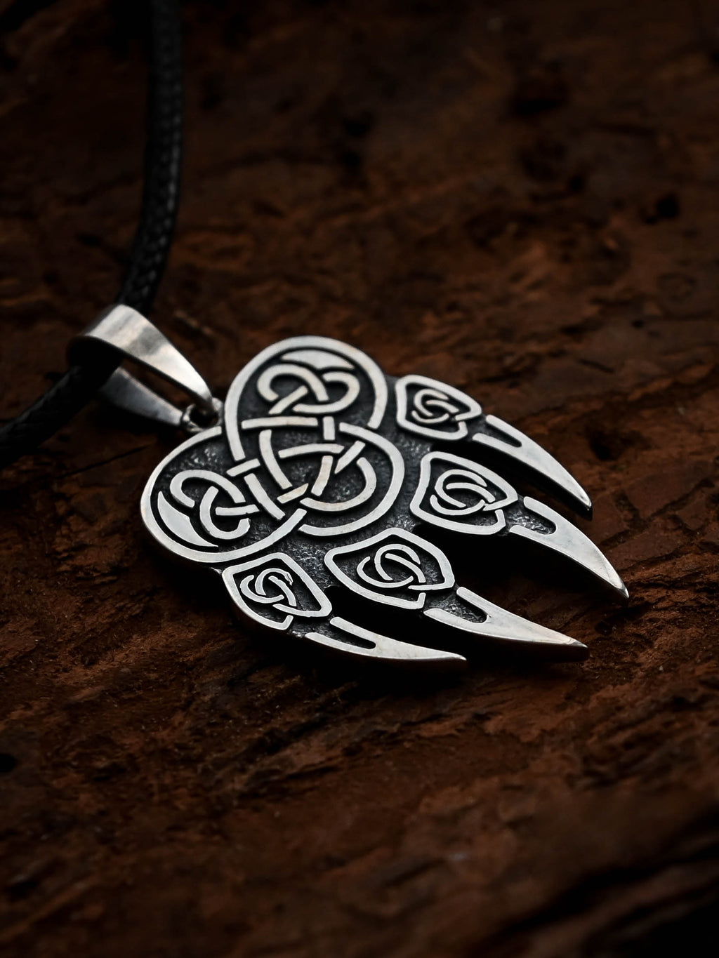 Wolf Paw Amulet (Large), Sterling Silver 925 — Viking & Slavic Symbol Pendant