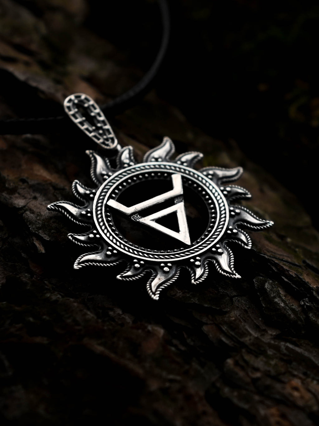Symbol of Veles in Sun Amulet, Sterling Silver 925 — Slavic, Viking & Norse Pendant