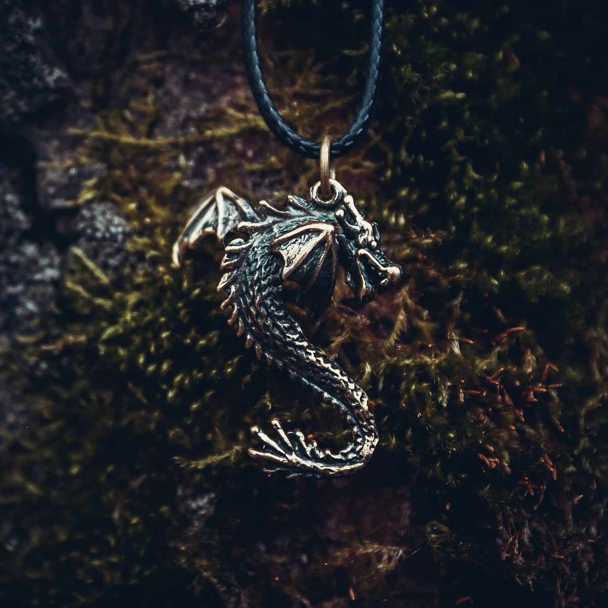 Sea Dragon Amulet, Natural Bronze — Viking & Norse Symbol Pendant