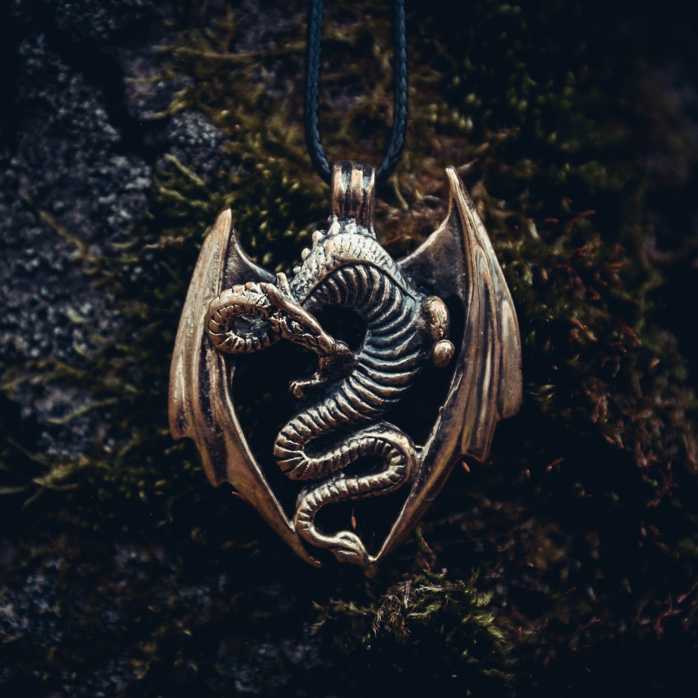 Dragon Amulet, Natural Bronze — Viking & Norse Symbol Pendant