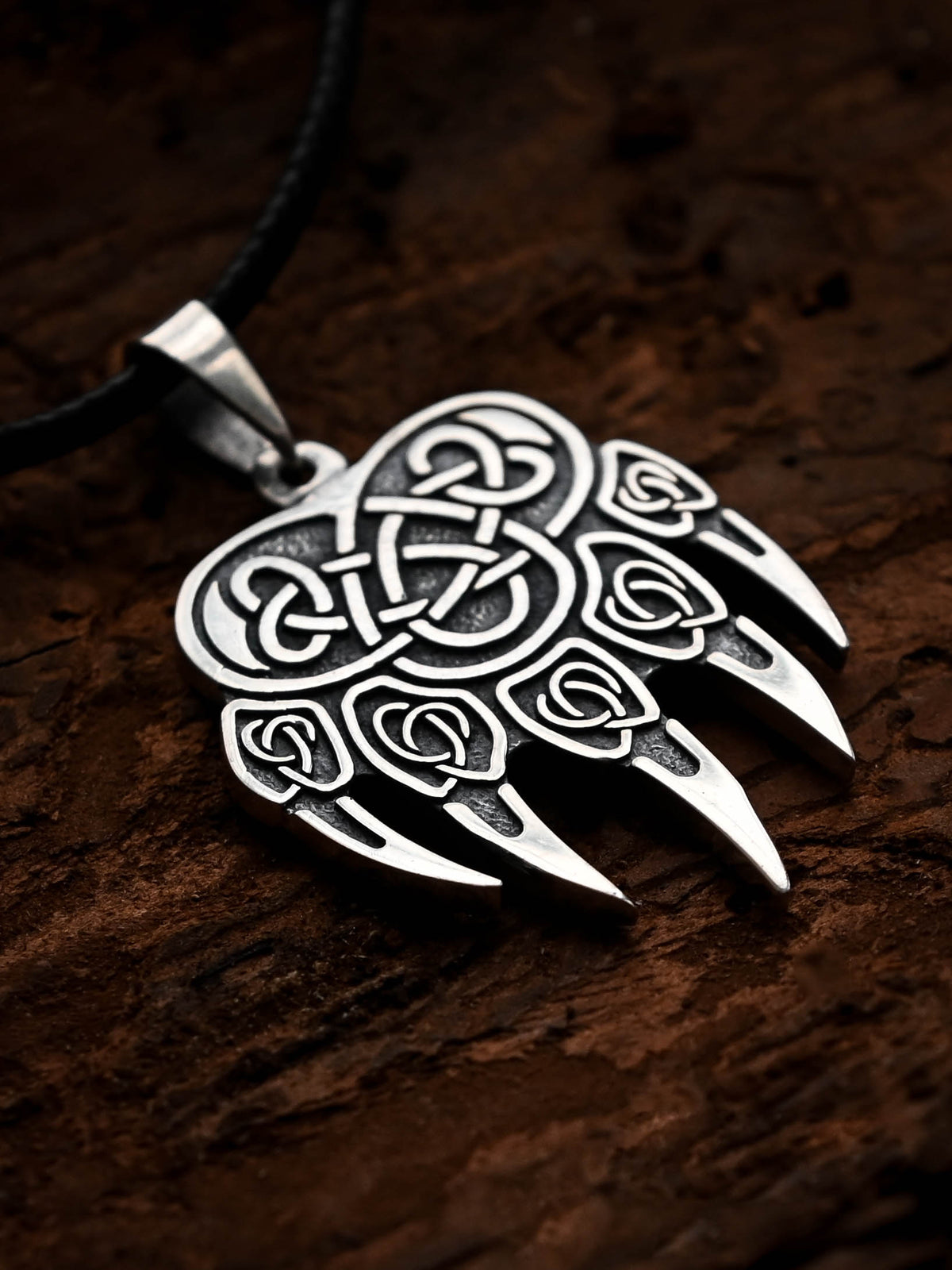 Bear Paw Amulet, Sterling Silver 925 — Viking & Slavic Symbol Pendant