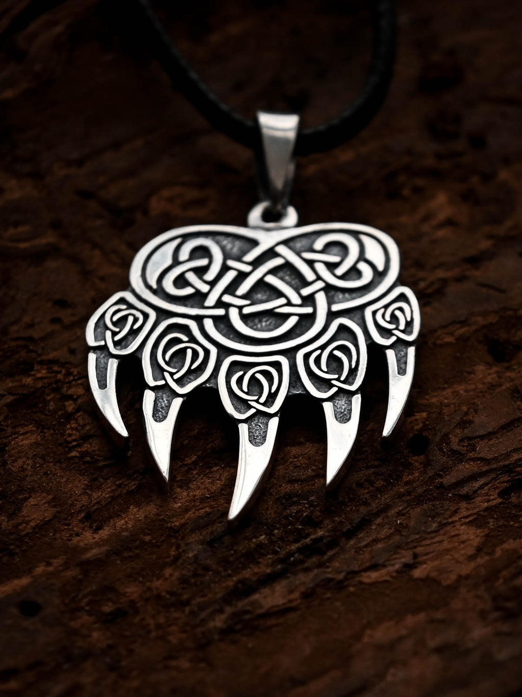 Bear Paw Amulet, Sterling Silver 925 — Viking & Slavic Symbol Pendant