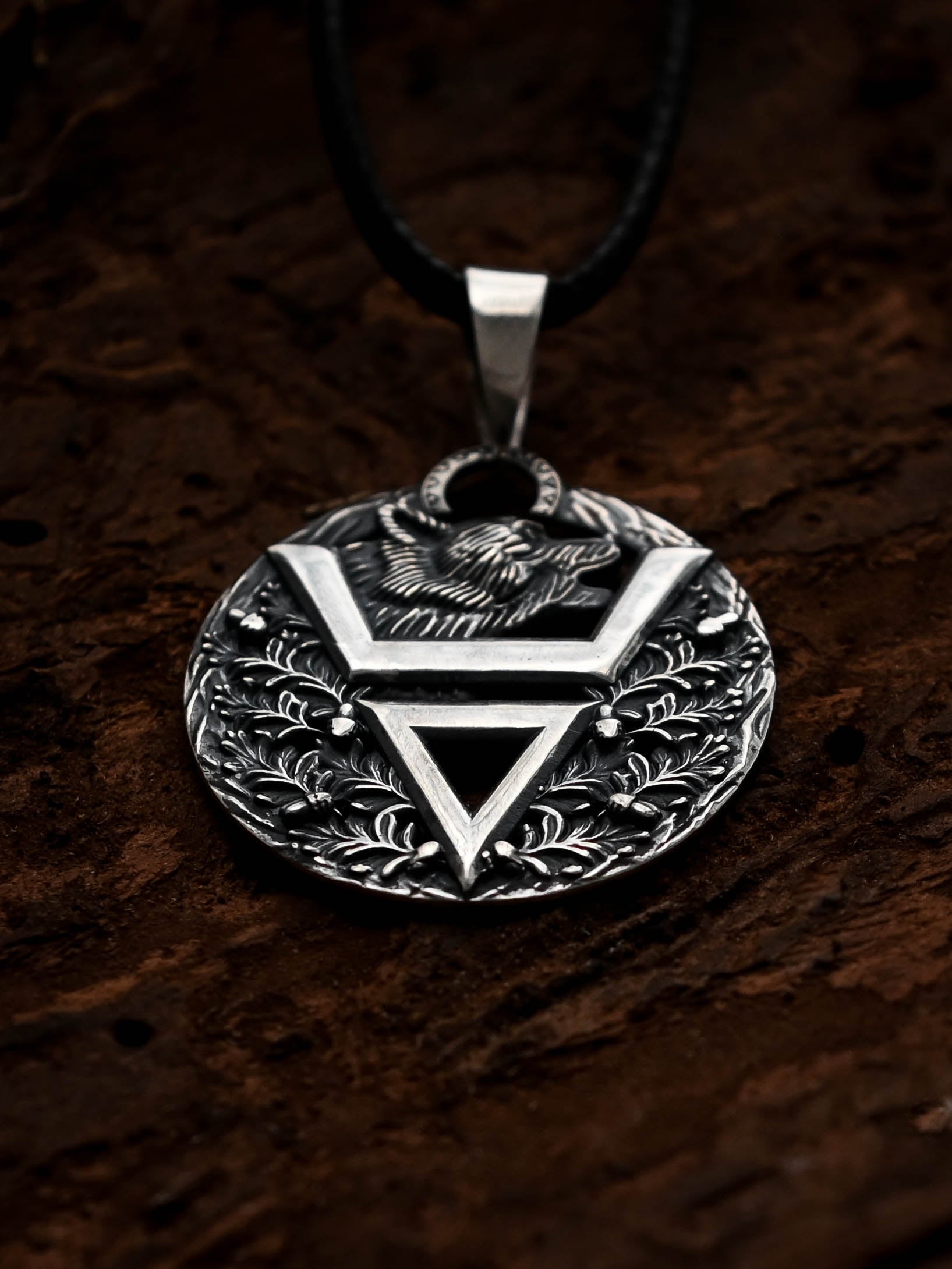Symbol of Veles with Bear, Sterling Silver 925 — Slavic Symbol Pendant