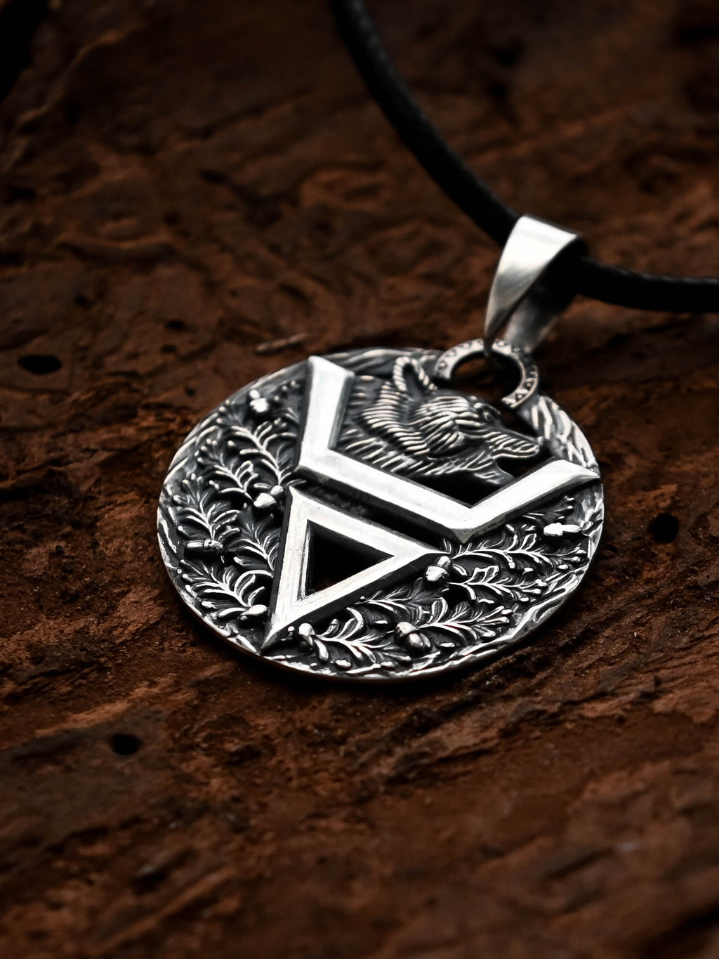 Symbol of Veles with Bear, Sterling Silver 925 — Slavic Symbol Pendant