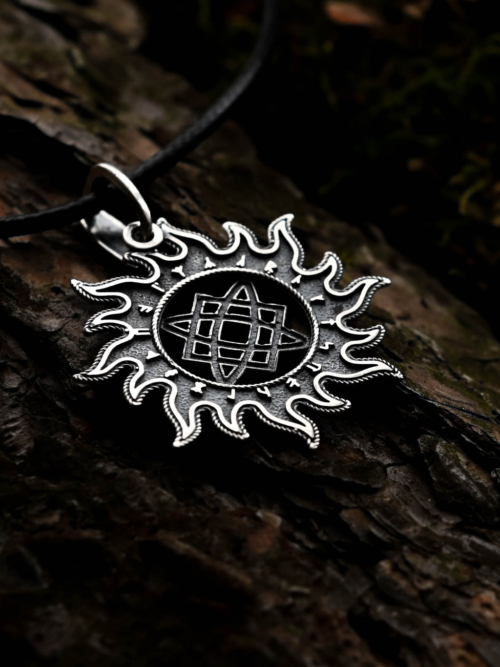 Star of Rus in Sun Amulet, Sterling Silver 925 — Slavic, Viking & Norse Pendant