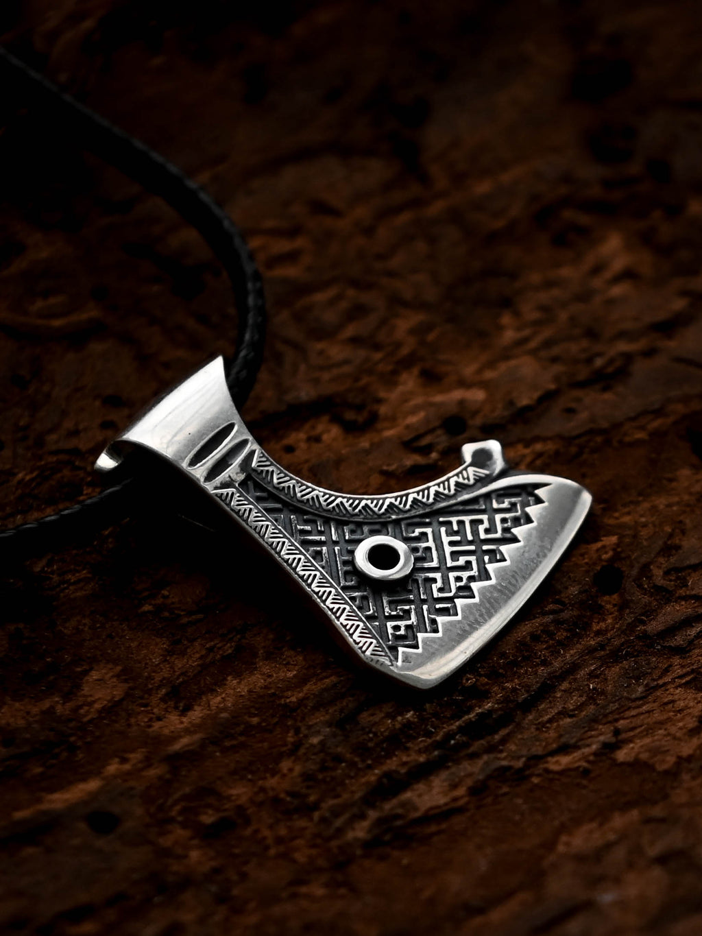 Perun's Axe (Small) with Patterns, Sterling Silver 925 — Slavic Symbol Pendant