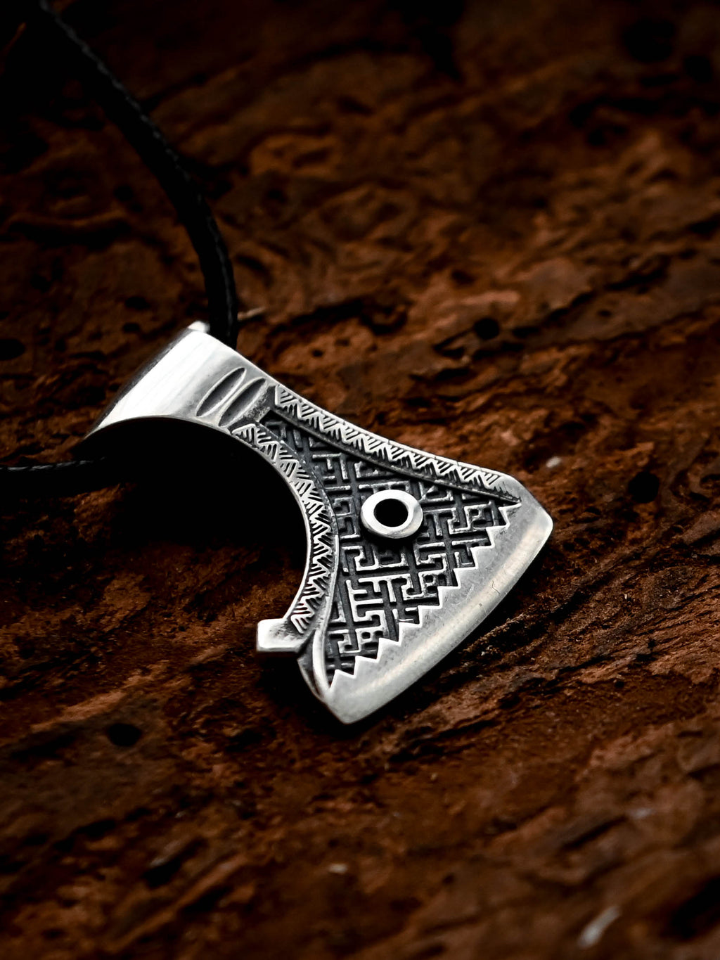 Perun's Axe (Small) with Patterns, Sterling Silver 925 — Slavic Symbol Pendant