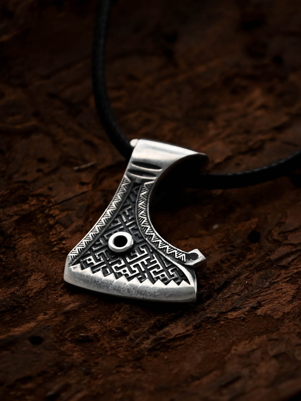 Perun's Axe (Small) with Patterns, Sterling Silver 925 — Slavic Symbol Pendant