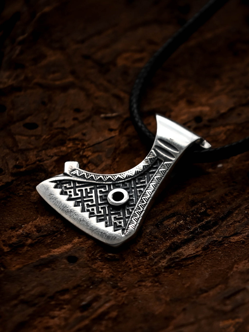 Perun's Axe (Small) with Patterns, Sterling Silver 925 — Slavic Symbol Pendant
