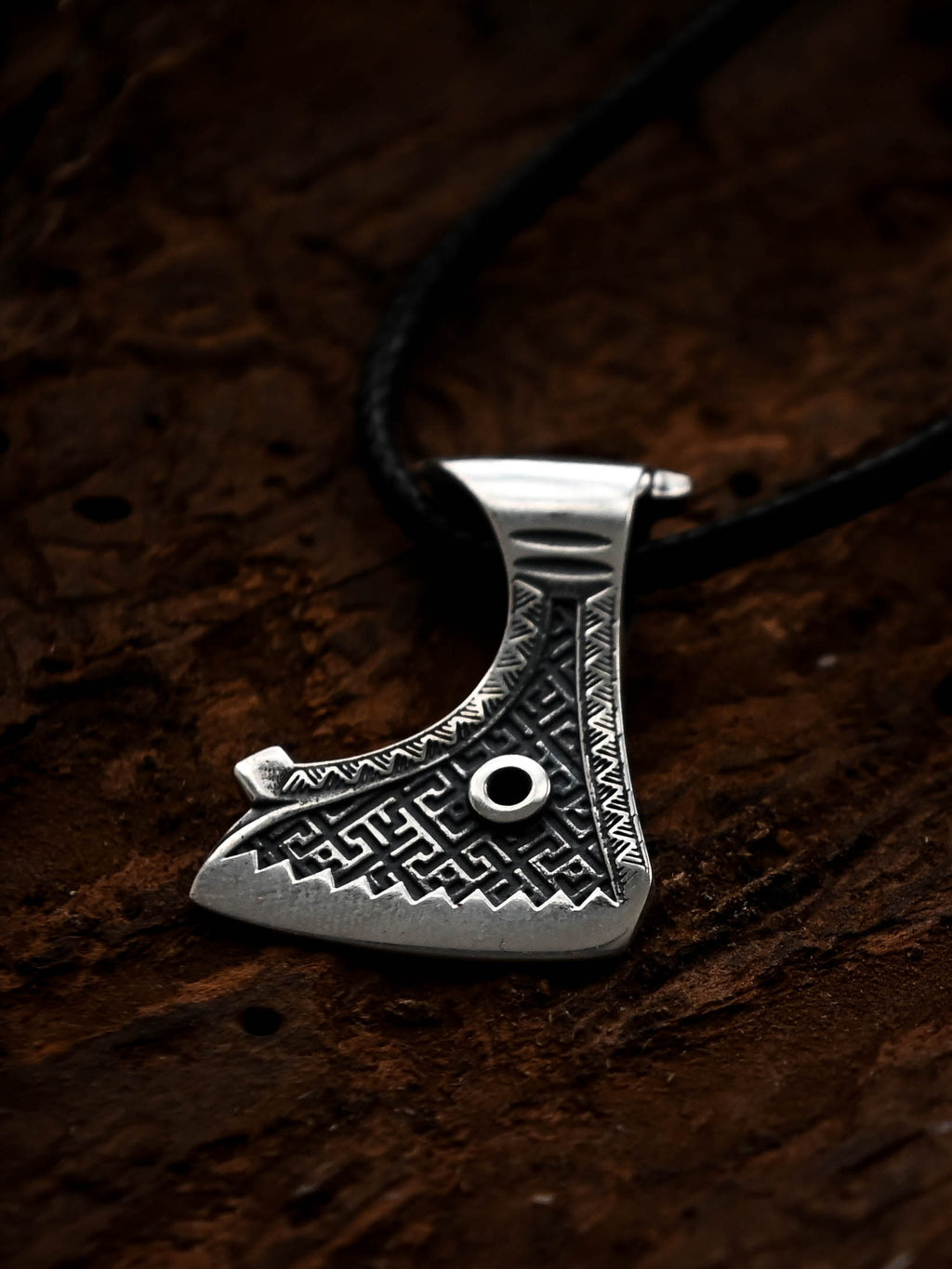 Perun's Axe (Small) with Patterns, Sterling Silver 925 — Slavic Symbol Pendant