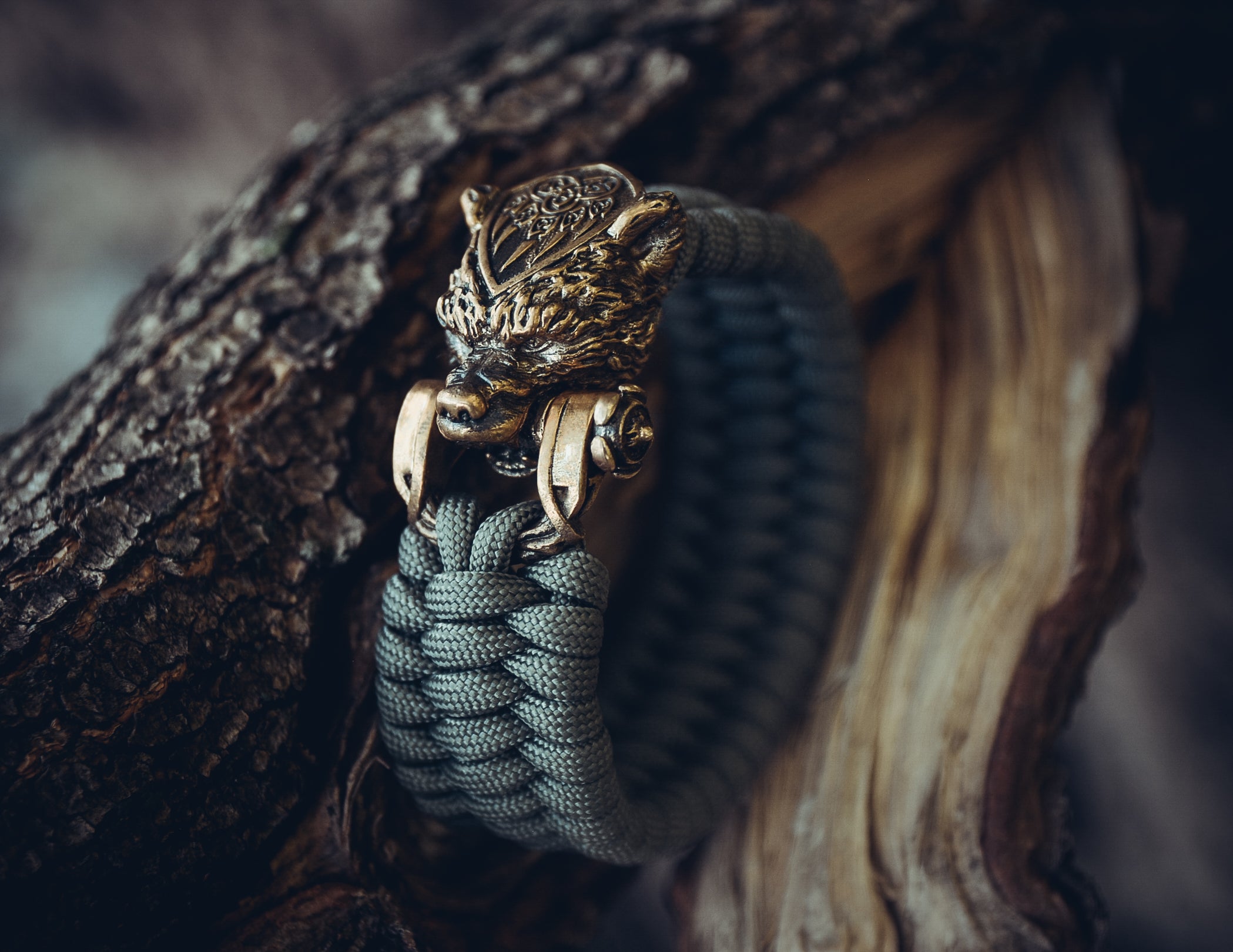 Bear, Master of the Forest Bracelet, Paracord and Bronze