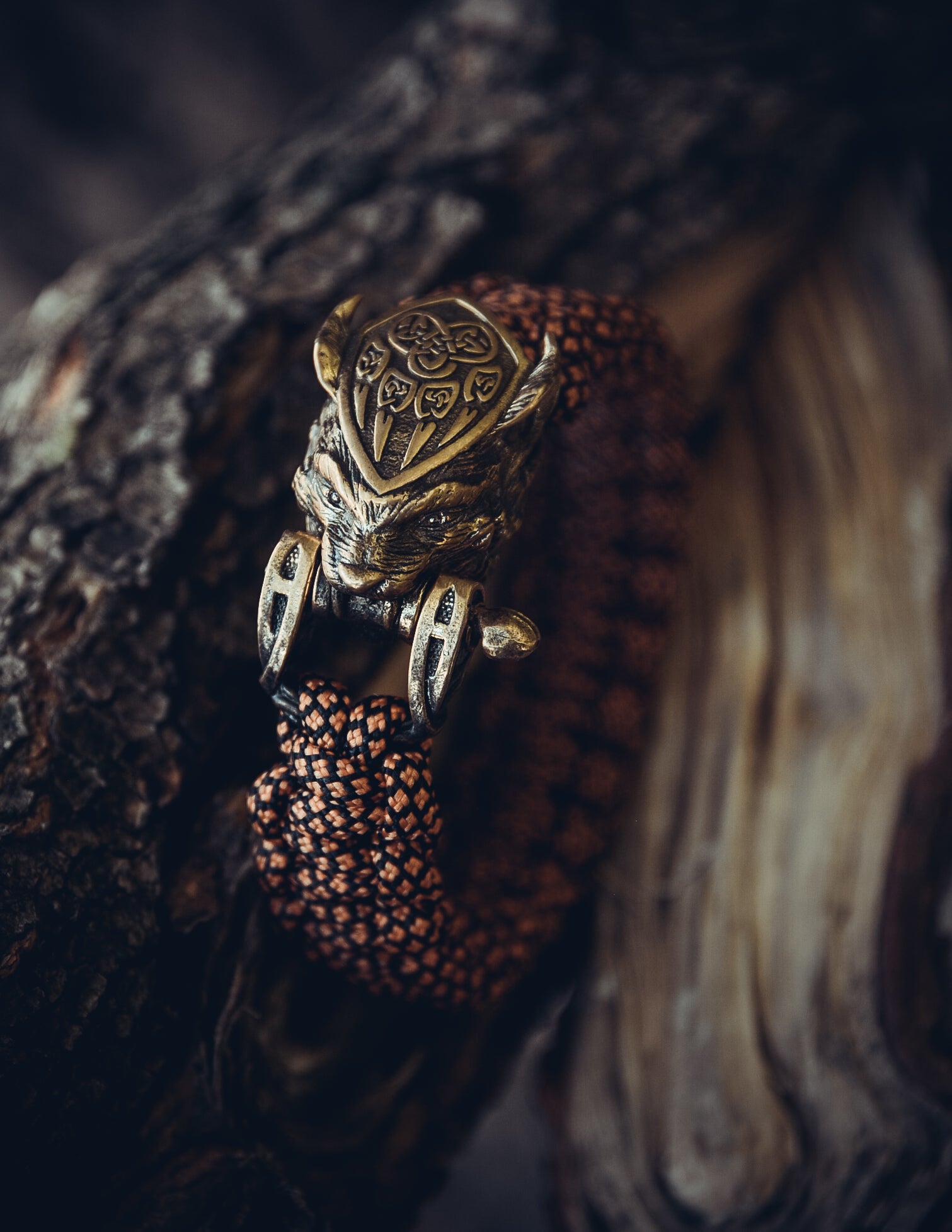 Lynx Bracelet, Paracord and Bronze