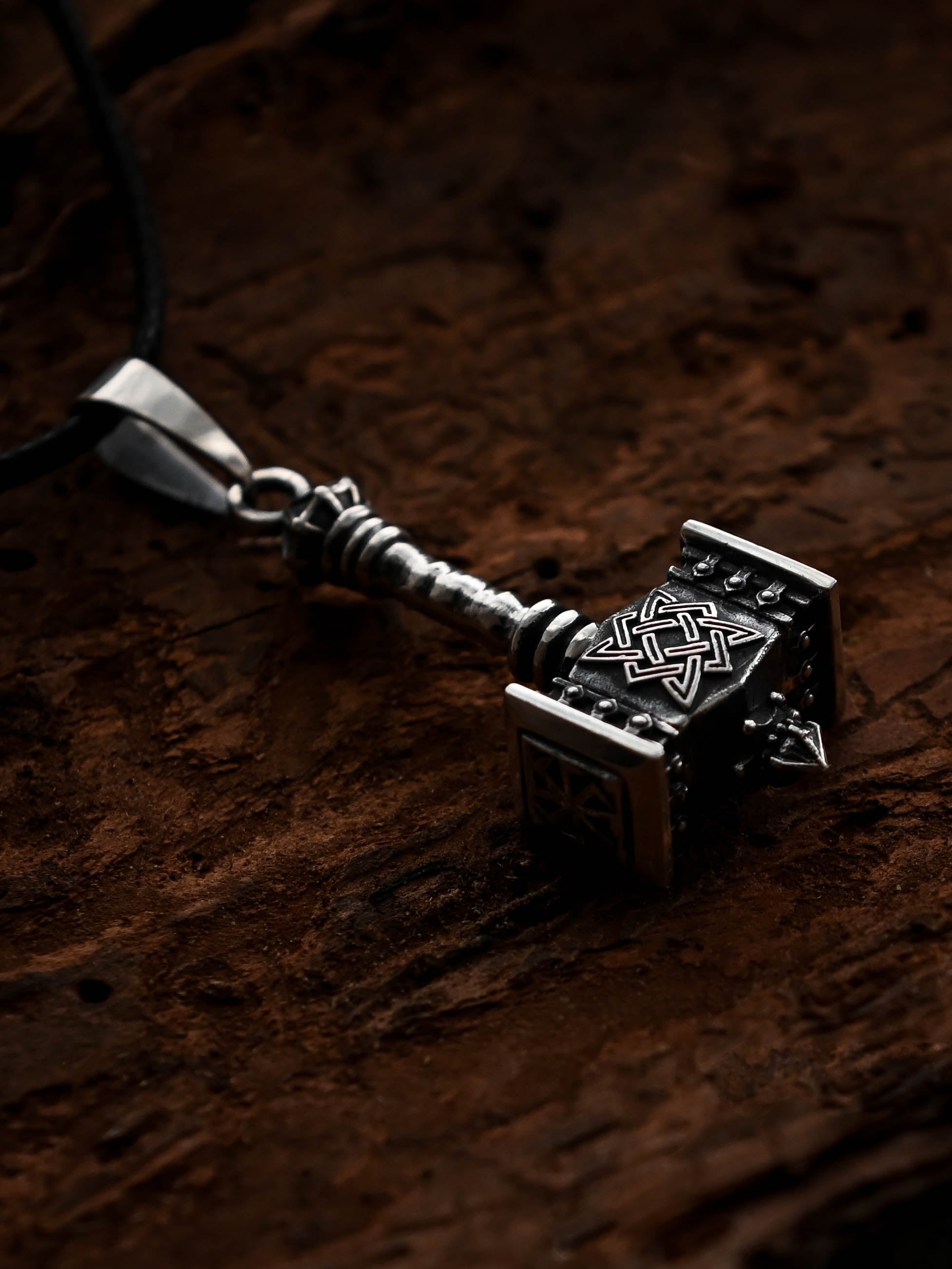 Svarog's Hammer with Star of Rus, Sterling Silver 925 — Slavic Symbol Pendant