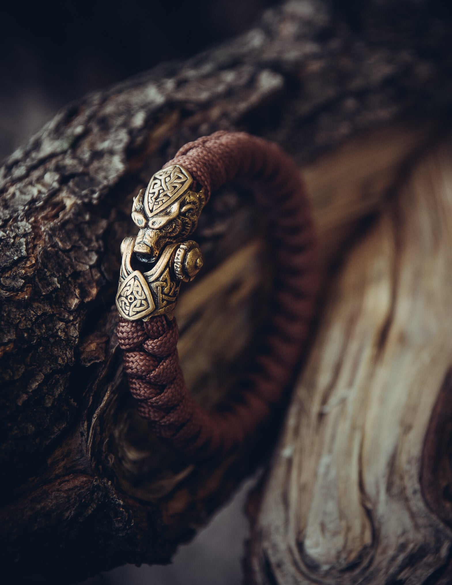 Scandinavian Bear Bracelet, Paracord and Bronze