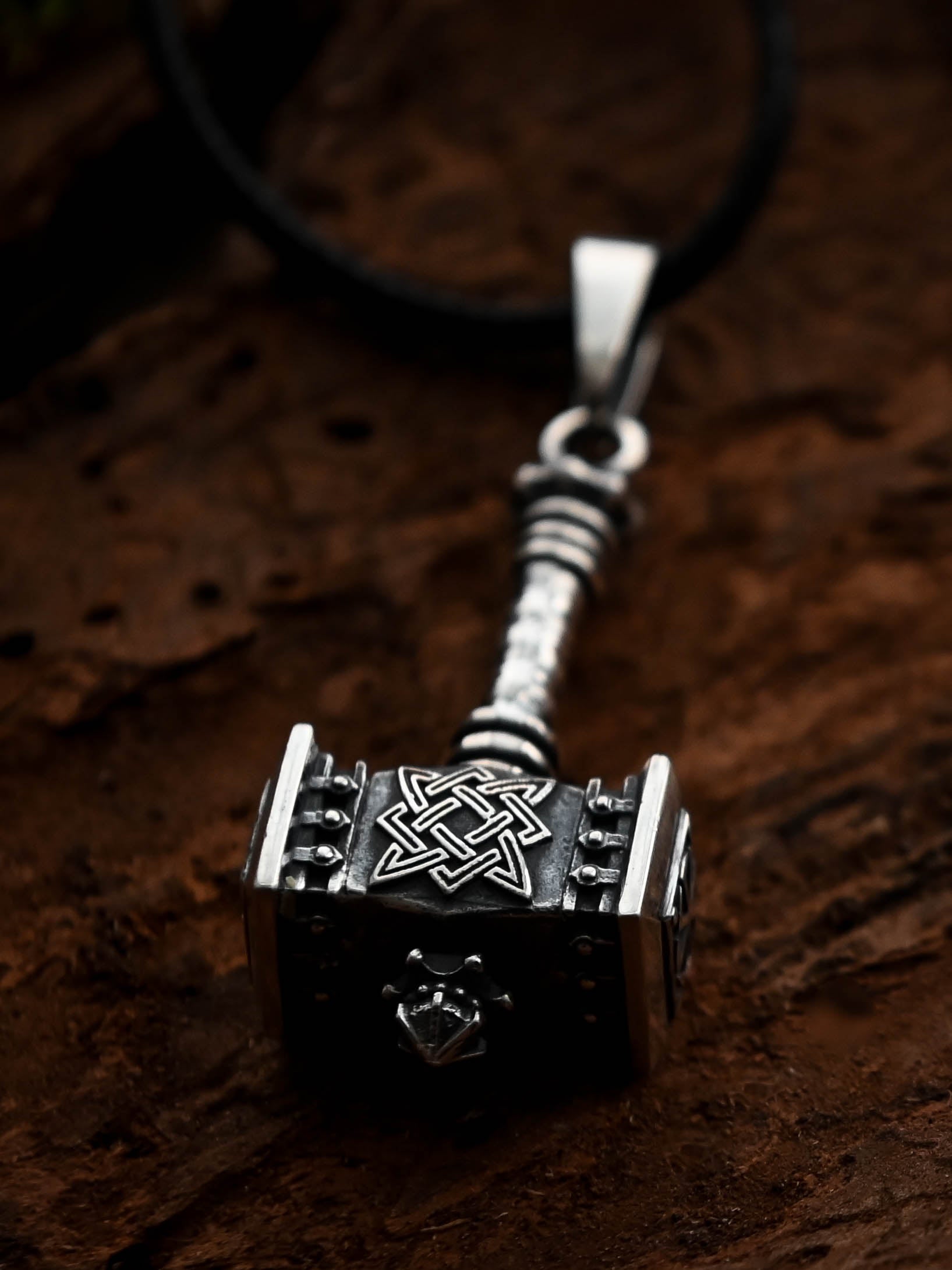 Svarog's Hammer with Star of Rus, Sterling Silver 925 — Slavic Symbol Pendant