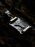 Algiz Rune Amulet on a Scroll, Sterling Silver 925 — Viking & Norse Symbol Pendant