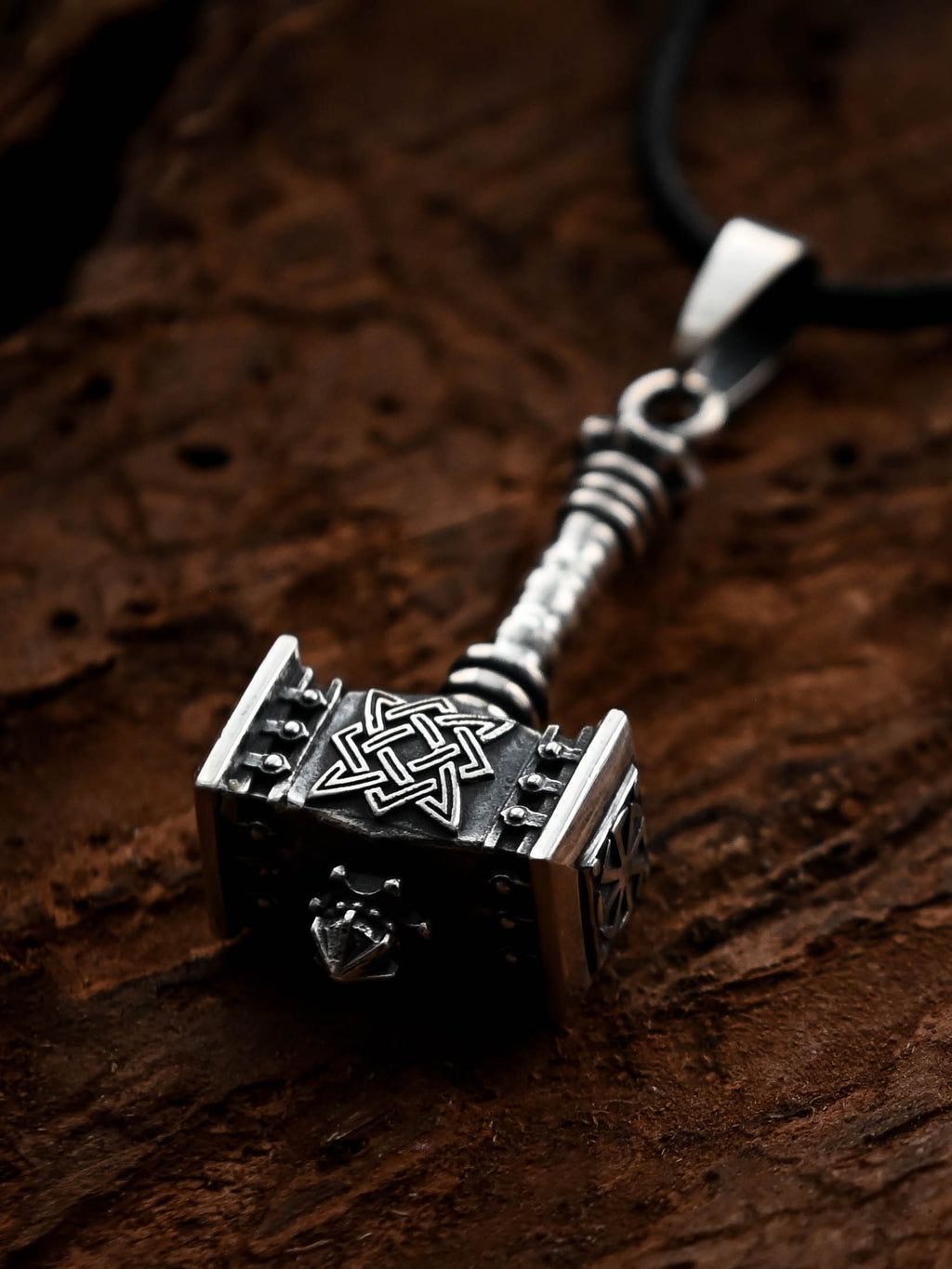 Svarog's Hammer with Star of Rus, Sterling Silver 925 — Slavic Symbol Pendant