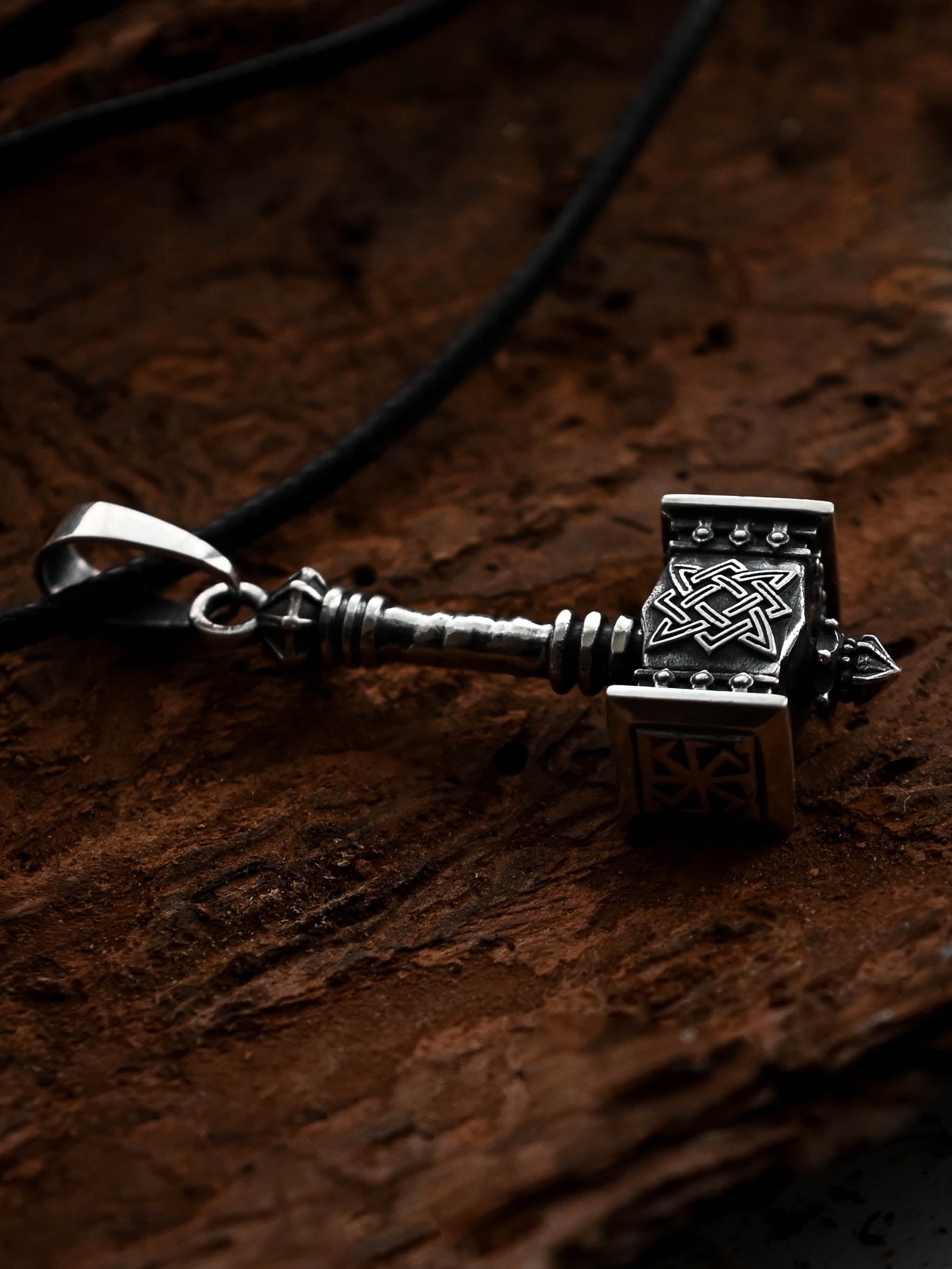 Svarog's Hammer with Star of Rus, Sterling Silver 925 — Slavic Symbol Pendant