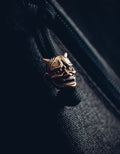 Japanese Hannya Mask Keychain, Bronze on Paracord Cord