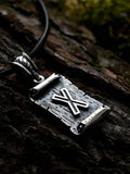 Gebo Rune Amulet on a Scroll, Sterling Silver 925 — Viking & Norse Symbol Pendant