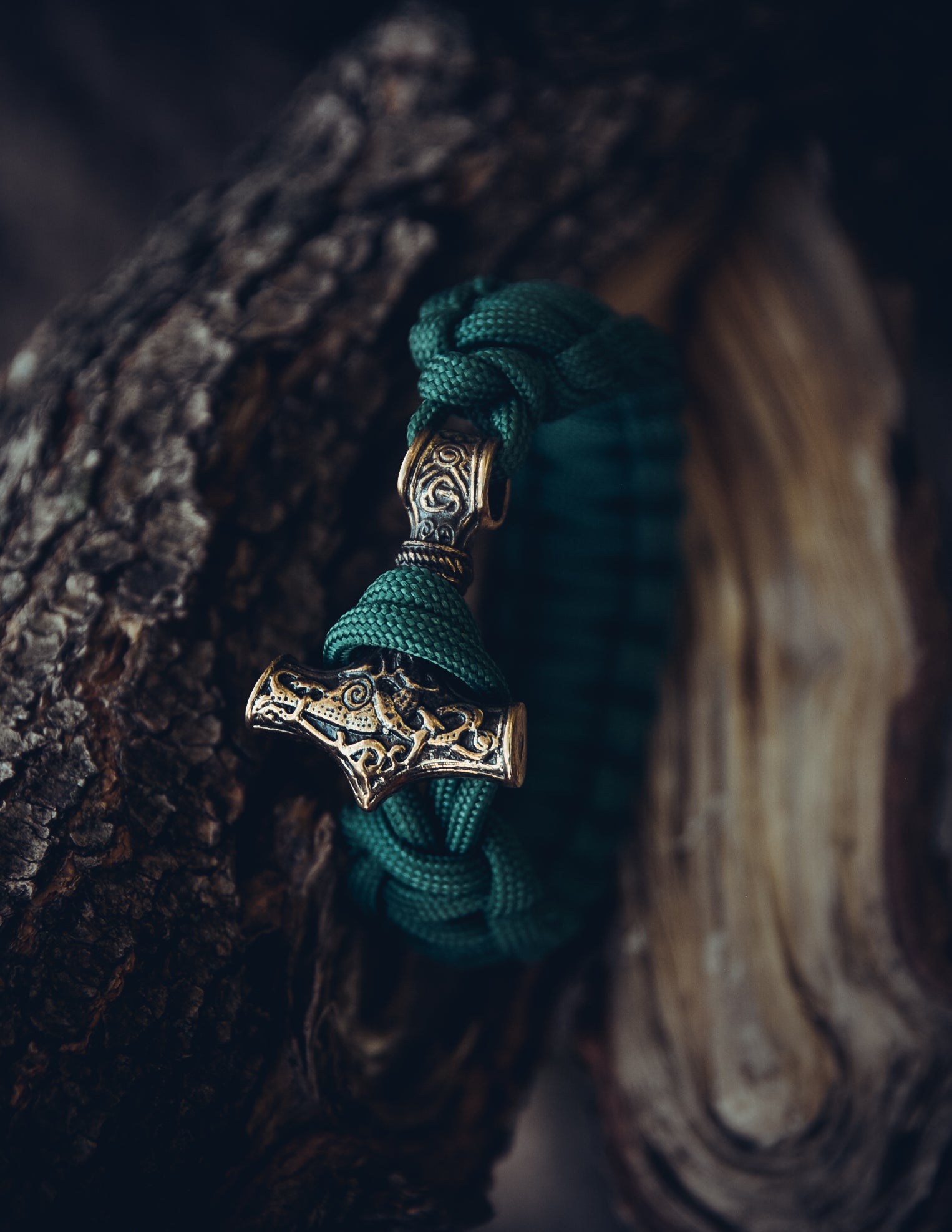 Thor's Hammer Mjolnir Bracelet, Paracord and Bronze