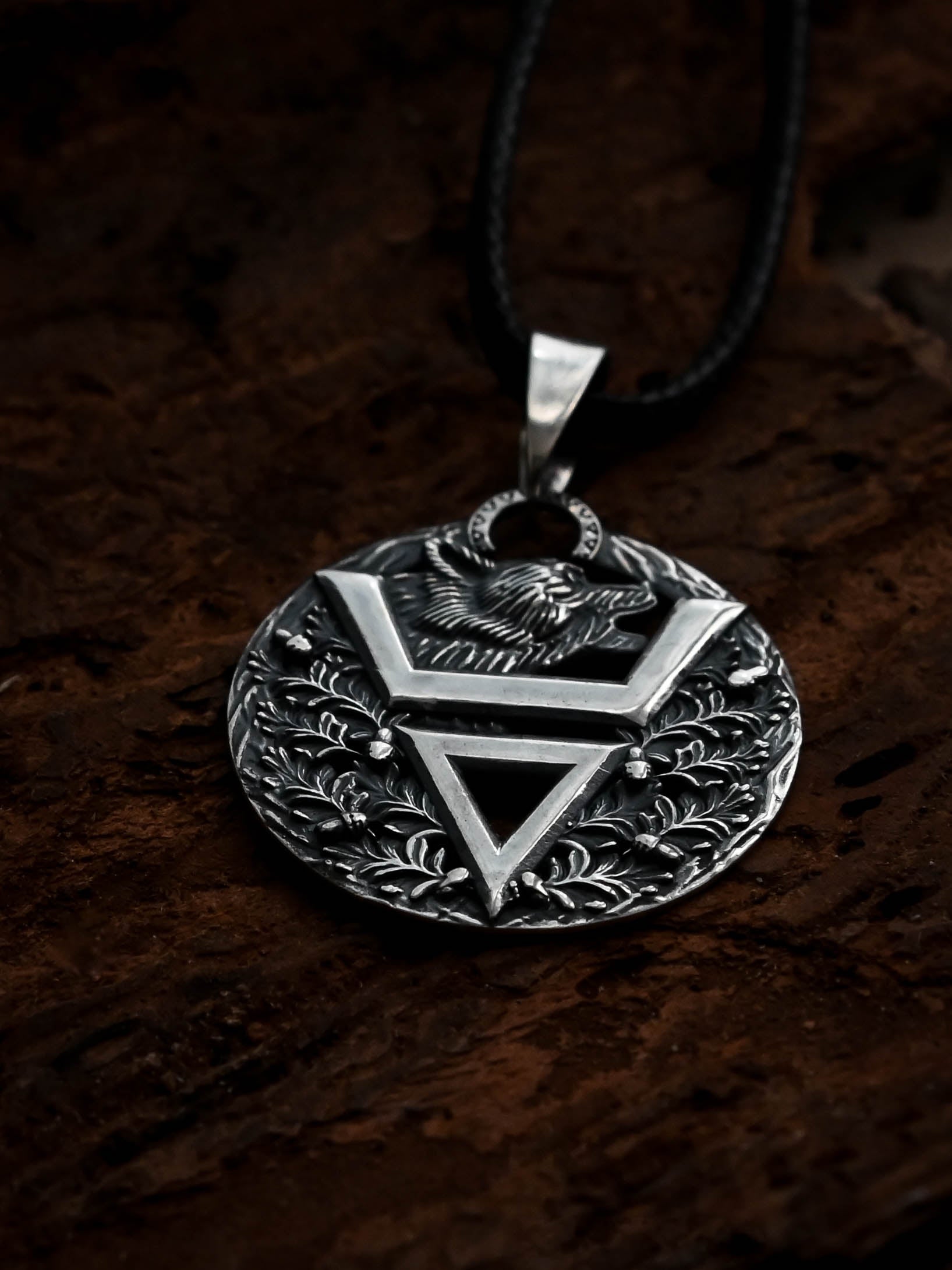 Symbol of Veles with Bear, Sterling Silver 925 — Slavic Symbol Pendant