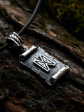 Dagaz Rune Amulet on a Scroll, Sterling Silver 925 — Viking & Norse Symbol Pendant