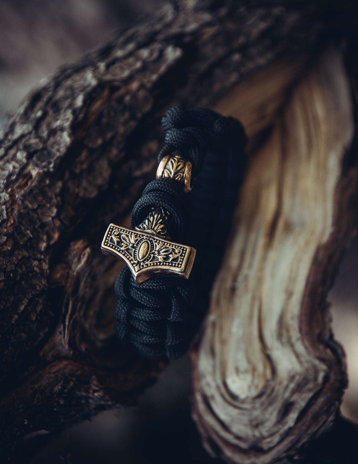 Thor's Hammer Bracelet, Paracord and Bronze