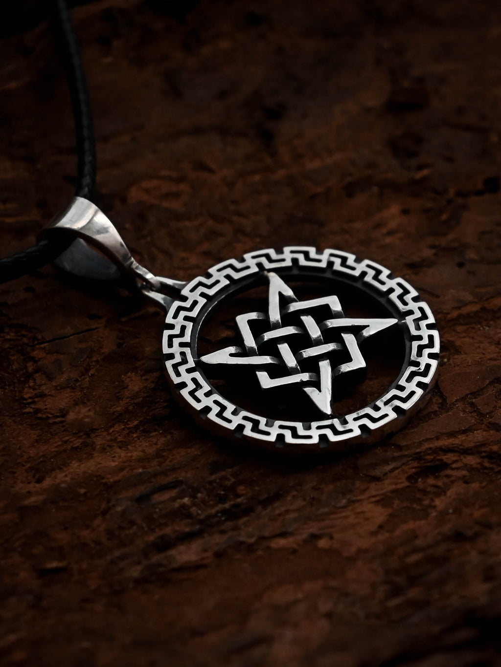 Star of Rus Amulet in a Rim, Sterling Silver 925 — Slavic Symbol Pendant